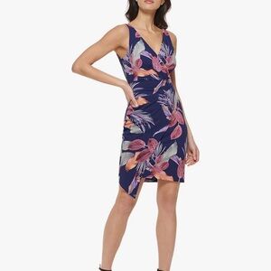 Guess Faux Wrap Pleated Side Asymmetrical Sleeveless Occasion Party Dress Size16